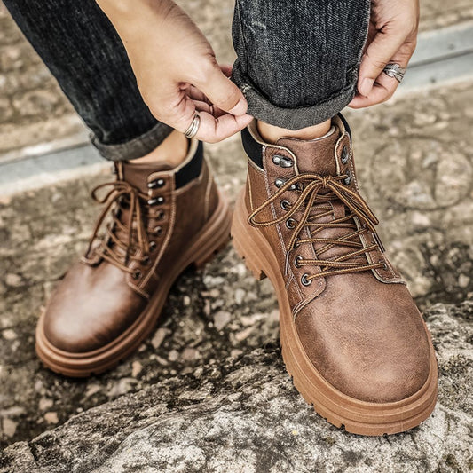 LeatherCraft Pro Heren Boots van Echt Leer met Stevige Zool en Handgemaakt Design