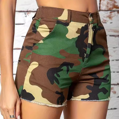 TERALYN - Dames Hoge Taille Camo Korte Broeken